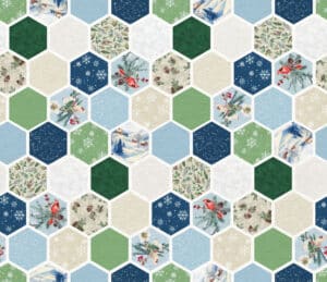 Quilt Minnesota 2026 Digital Hexagons Y4885-93 Light Navy